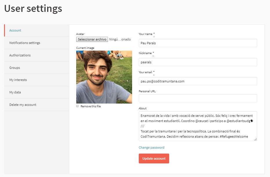 Media picture: Change the word users for participants on the entire platform