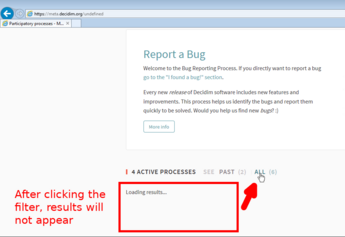 Loading results message after clicking one of the filters (IE11)