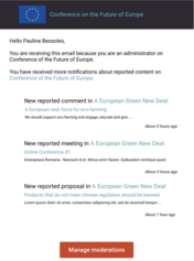 Moderation email digest