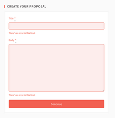 Error displayed for empty fields