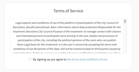signup page